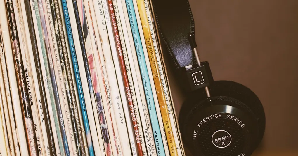 Disco de vinil representando música e atividades de lazer