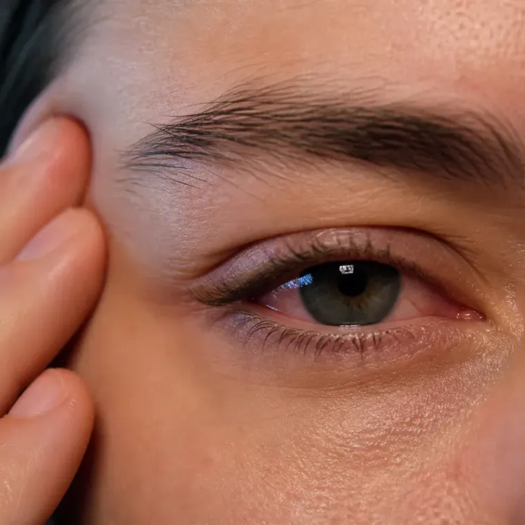 Detalhe de um olho cansado diante de uma tela